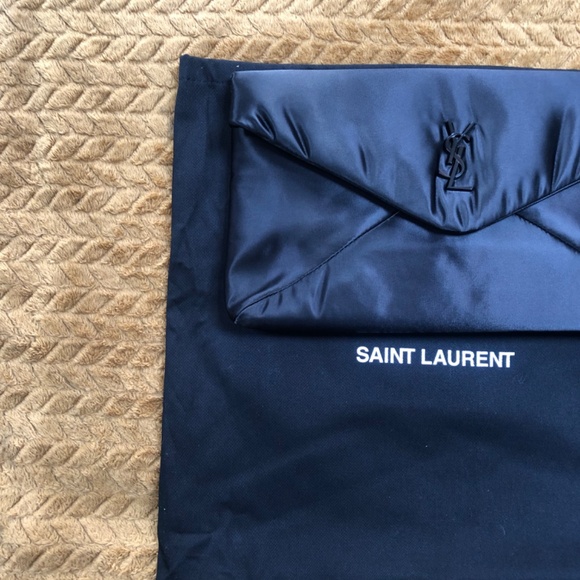 YSL Saint Laurent Satin Envelope Large Clutch Black Flawless SS24 - Picture 2 of 5
